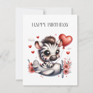 Zebra Pilot Birthday Card