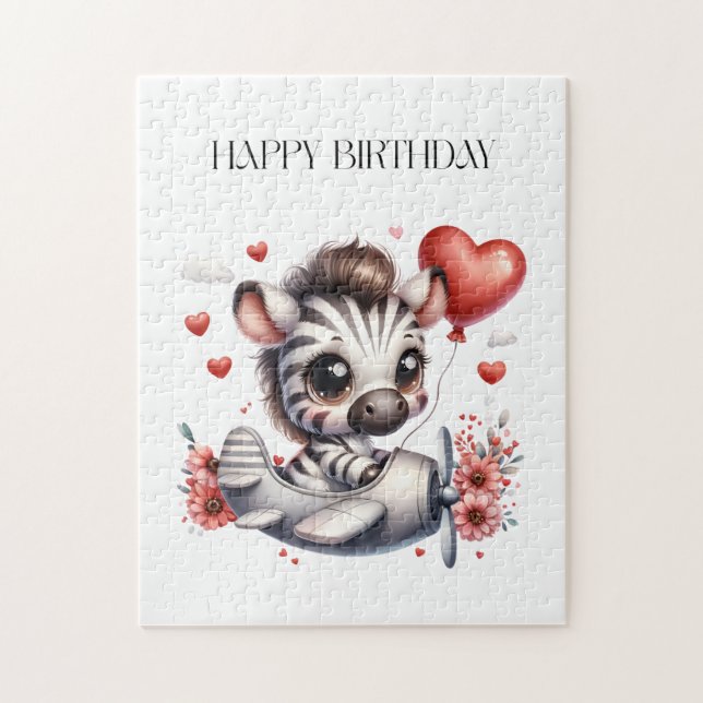 Zebra Pilot Birthday Jigsaw Puzzle (Vertical)