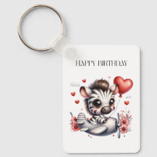 Zebra Pilot Birthday Key Ring