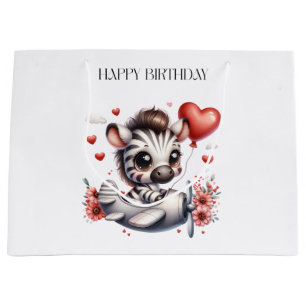 Zebra Pilot Birthday Large Gift Bag