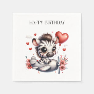 Zebra Pilot Birthday Napkin