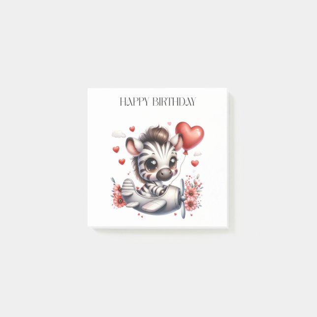 Zebra Pilot Birthday Post-it Notes (Front)