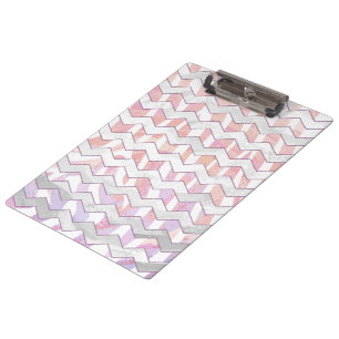 Zebra Pink and White Chevron Clipboard