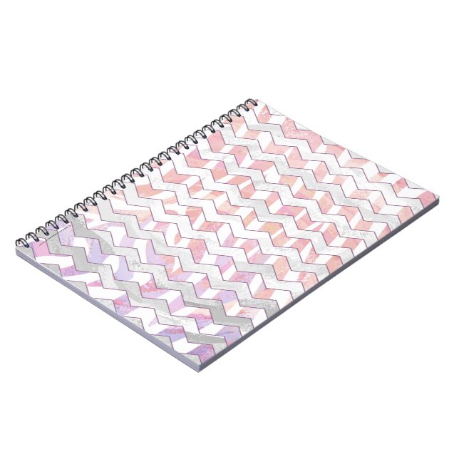 Zebra Pink and White Chevron Spiral Notebook (Left Side)