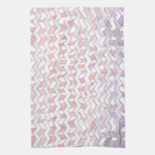 Zebra Pink and White Chevron Tea Towel