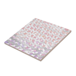Zebra Pink and White Chevron Tile