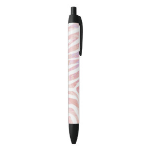 Zebra Pink and White Print Black Ink Pen