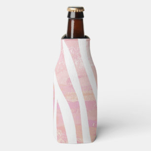 Zebra Pink and White Print Bottle Cooler