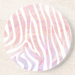 Zebra Pink and White Print Coaster