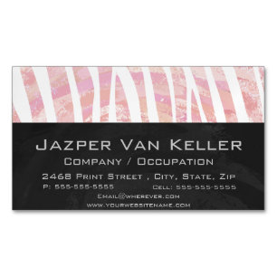 Zebra Pink and White Print Magnetic Business Card