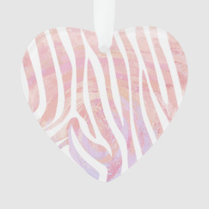 Zebra Pink and White Print Ornament