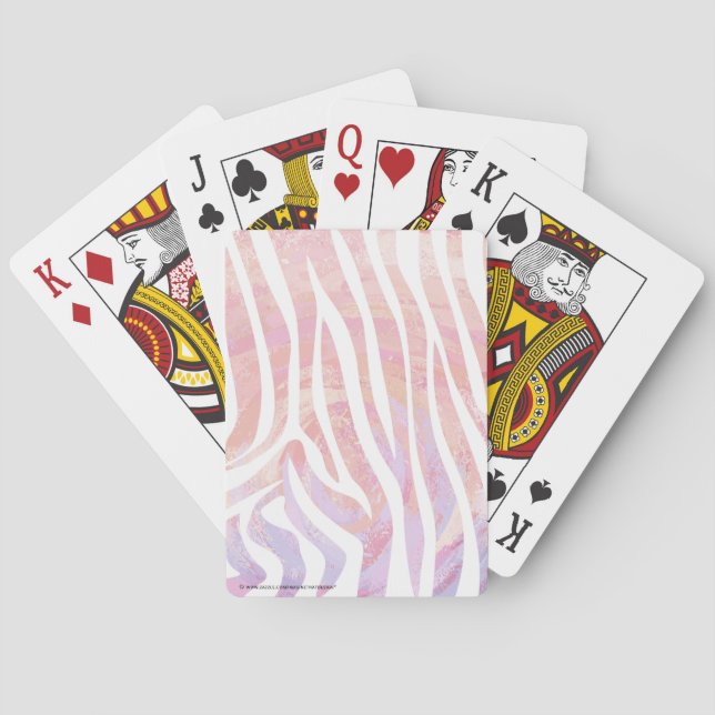 Zebra Pink and White Print Playing Cards (Back)