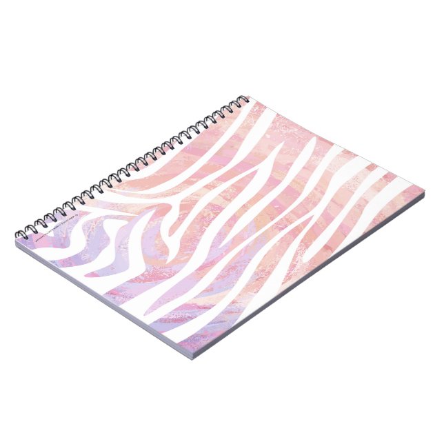 Zebra Pink and White Print Spiral Notebook (Left Side)