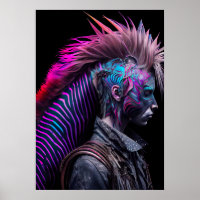 Zebra Pink Bird Mohawk - Weirdcore Rainbow