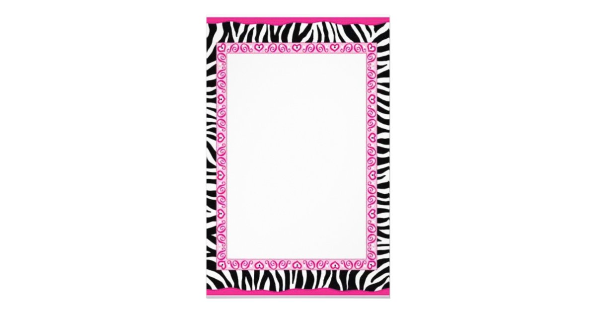 Zebra & pink border stationery | Zazzle.co.nz