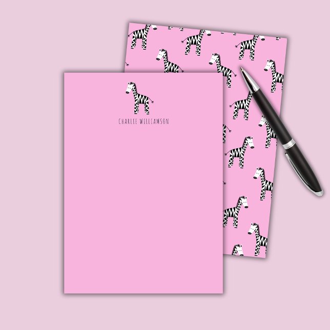 Zebra pink card (Pink Zebra personalized notecards)