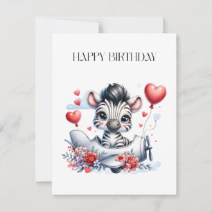 Zebra Plane Birthday Card