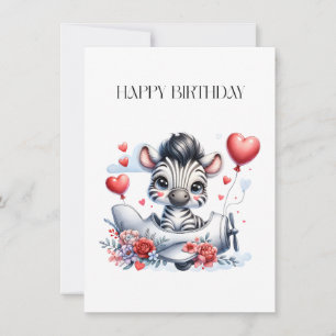 Zebra Plane Birthday Card