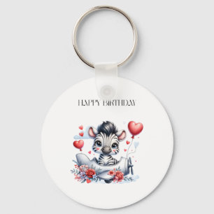 Zebra Plane Birthday Key Ring