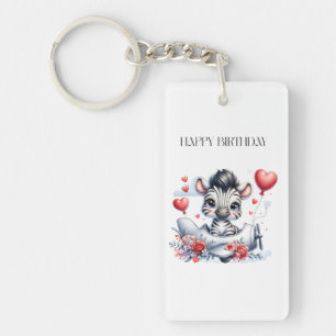 Zebra Plane Birthday Key Ring