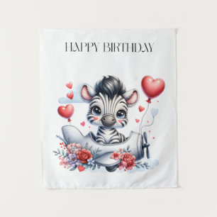 Zebra Plane Birthday Tapestry