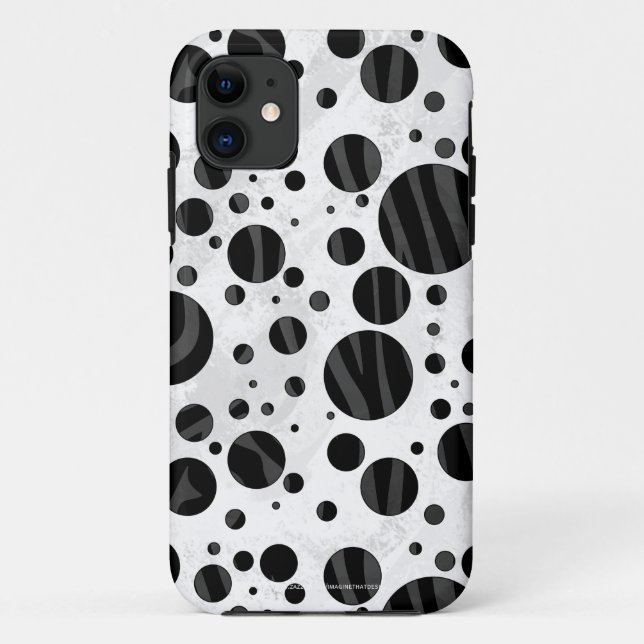 Zebra Polka Dot Black and Grey Print Case-Mate iPhone Case (Back)