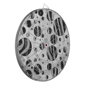 Zebra Polka Dot Black and Light Grey Dartboard