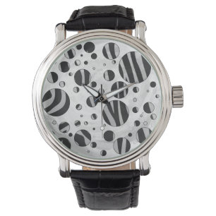 Zebra Polka Dot Black and Light Grey Watch