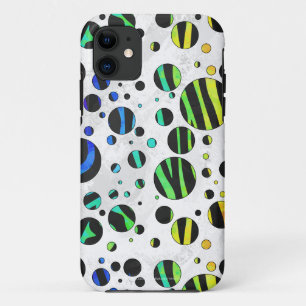 Zebra Polka Dot Black and Rainbow Print iPhone 11 Case