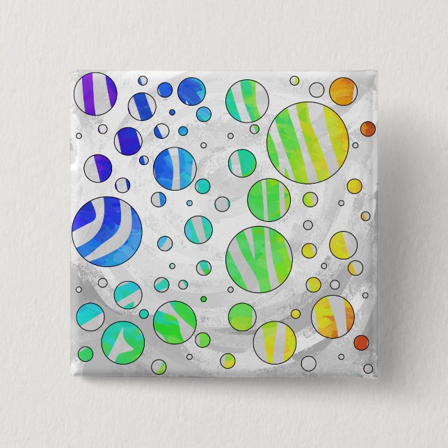Zebra Polka Dot Rainbow and White Print 15 Cm Square Badge (Front)