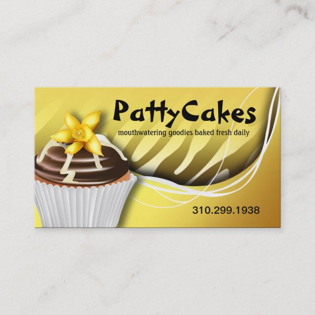 Zebra Pop Cupcakes - ombre yellow Business Card (Front)