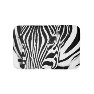Zebra portrait black and white bath mat