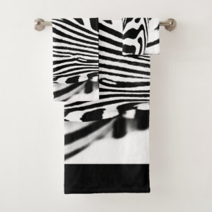 Zebra portrait black and white bath towel set