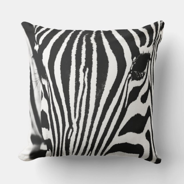 Zebra portrait black and white cushion (Front)