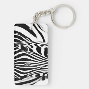 Zebra portrait black and white key ring