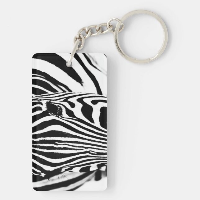 Zebra portrait black and white key ring (Back)