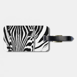 Zebra portrait black and white luggage tag