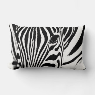 Zebra portrait black and white photo lumbar cushion