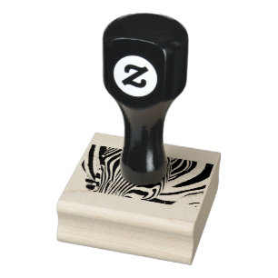 Zebra portrait black and white rubber stamp