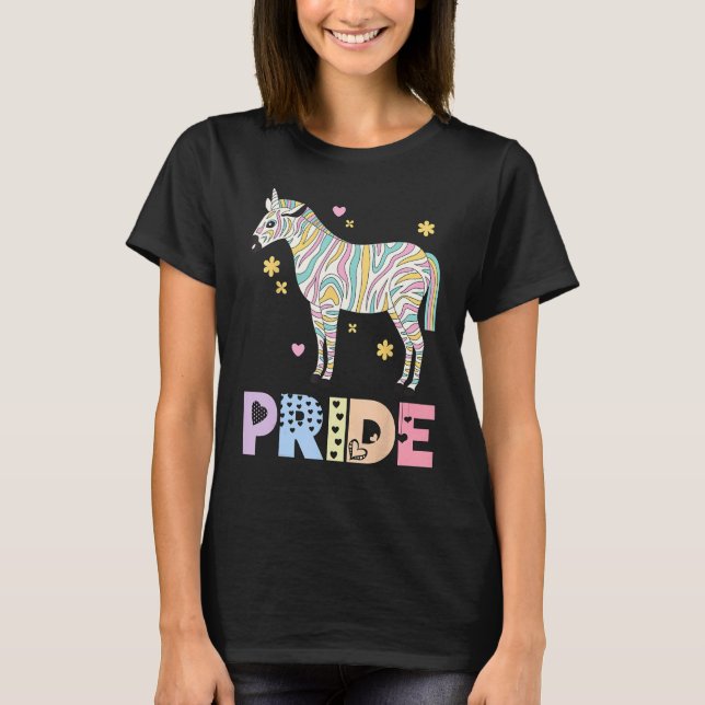 Zebra Pride Rainbow Animal LGBTQIA Men Women Girls T-Shirt (Front)