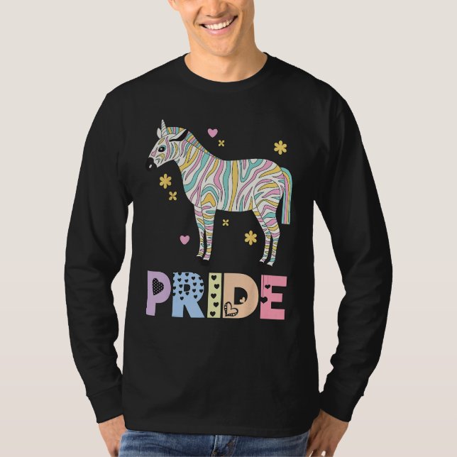 Zebra Pride Rainbow Animal LGBTQIA Men Women Girls T-Shirt (Front)