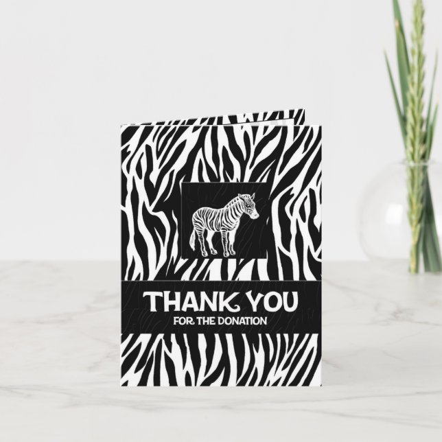 Zebra Print 4"x5.6" Donation Thank You Notecard (Front)