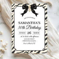Zebra Print Adult Birthday Invitation