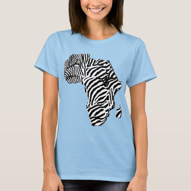 Zebra Print African Safari Africa Map T-Shirt (Front)
