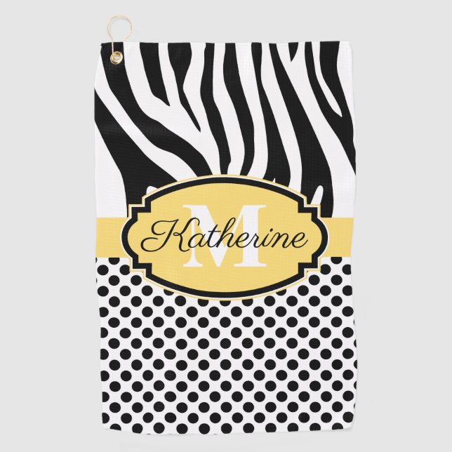 Zebra Print and Dots Pattern Golf Towel (Front)
