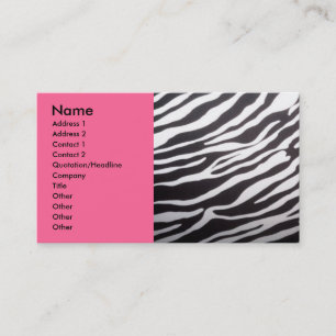 Zebra print and pink business card