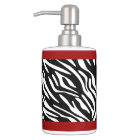 Zebra Print and Red Holder Soap Dispenser