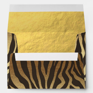 Zebra Print Animal Skin Elegant Modern Glam Gold Envelope