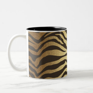 Zebra Print Animal Skin Print Modern Glam Gold Two-Tone Coffee Mug