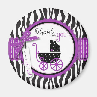 Zebra Print & Baby Carriage Thank You Magnet